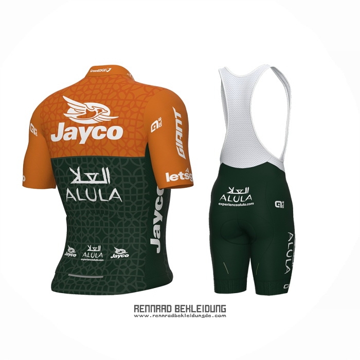 2024 Fahrradbekleidung Jayco AlUla Orange Grun Trikot Kurzarm Und Tragerhose